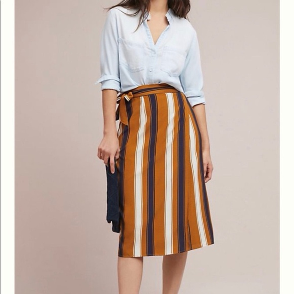 Anthropologie Melody Striped Wrap Skirt size Small Striped Tie-Waist Skirt